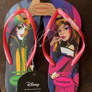 New Disney Havaianas Slim Adult  Flip Flops Aurora and Maleficent